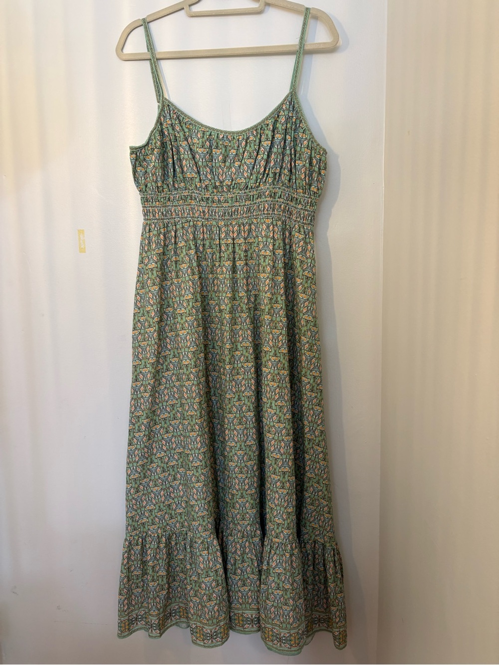 Max Studio Green Floral Smocked Maxi Dress